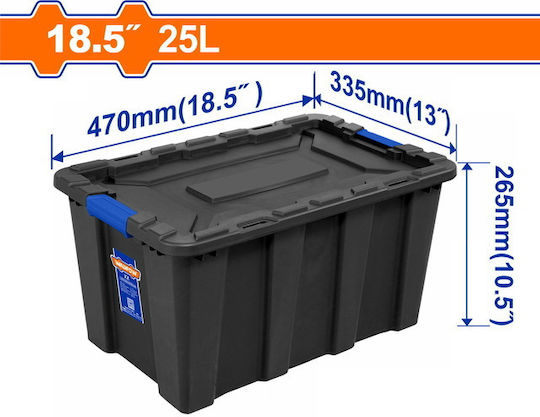 Wadfow Пластмаса Кутия за съхранение с капак Черен 47x33.5x26.5см 1бр