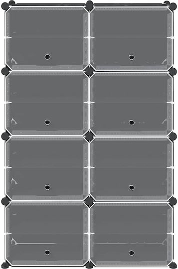 vidaXL Пластмаса Кутия за съхранение с капак Черен 84x31.5x123.5см 8бр