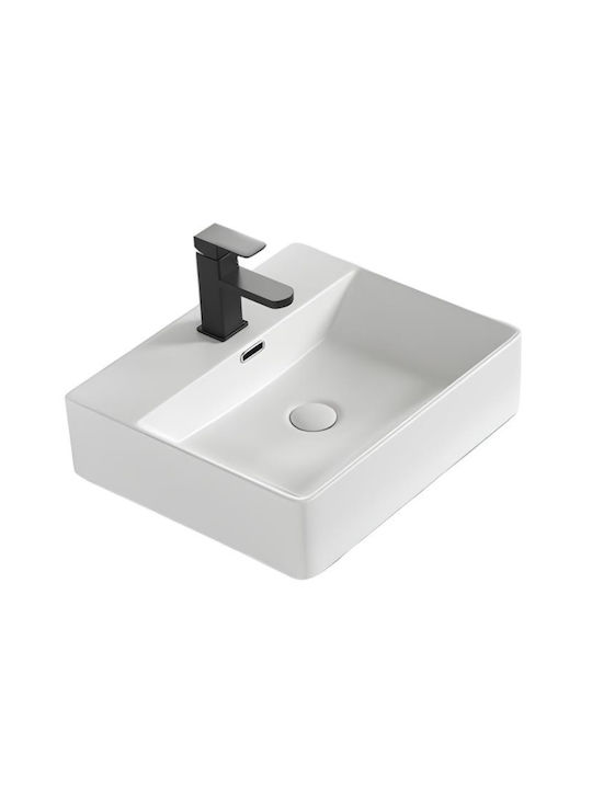 Inter Ceramic Aufgesetztes Waschbecken Porzellan 50x42x13cm White