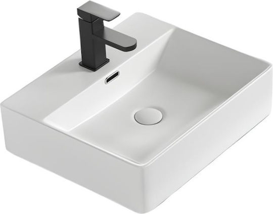 Inter Ceramic Επικαθήμενος Νιπτήρας Πορσελάνης 50x42x13cm Λευκό