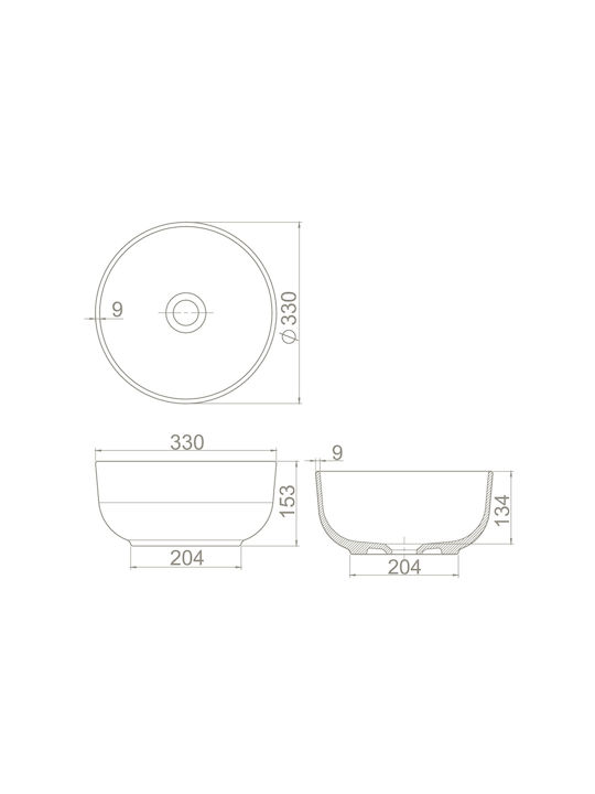 Cerastyle Aqua Επικαθήμενος Νιπτήρας Πορσελάνης 33x33cm Λευκός