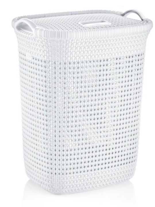 Viosarp R-8065 Laundry Basket Plastic with Cap 45x35x58cm White