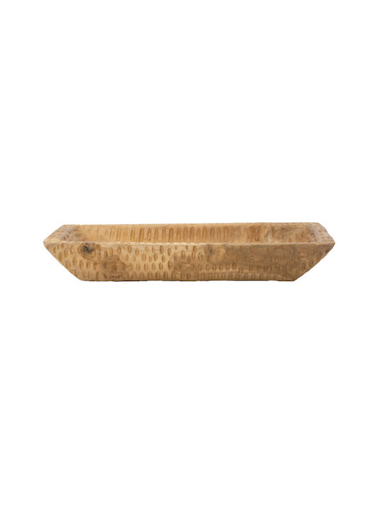 Artekko Wooden Rectangular Serving Tray with Handles in Brown Color 44x24x15cm 70633 1pcs