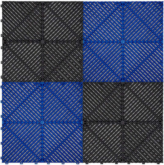Belüftete Garagenbodenfliesen Kanten – 120 Schwarz & 120 Blau