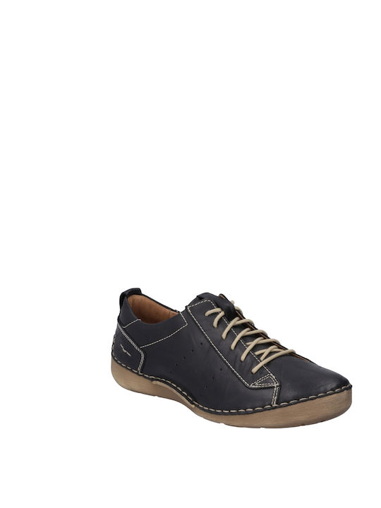Δερμάτινα Γυναικεία Oxfords σε Μαύρο Χρώμα