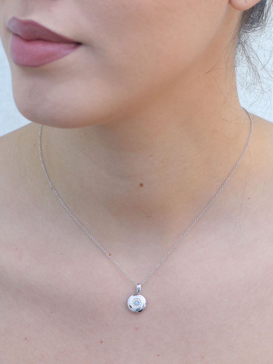 Blue Zircon Eye Charm Made of 9K White Gold