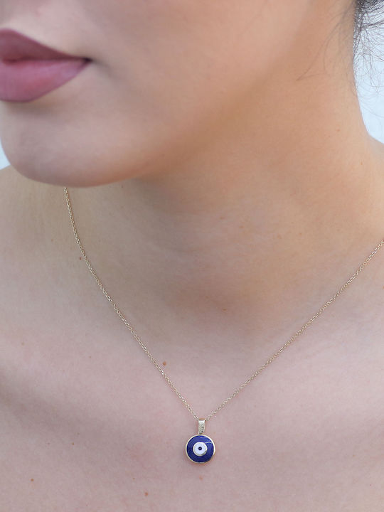 Charm Ochi Protector Din Aur Galben 14 Carate Cu Zircon Albastru