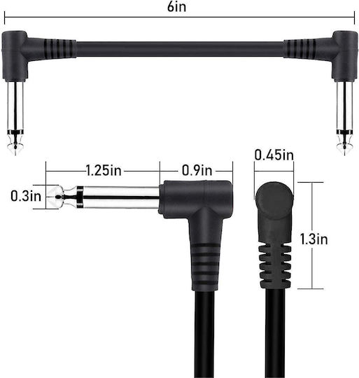 Cable 6.3mm male - 6.3mm male 0.3m 6τμχ