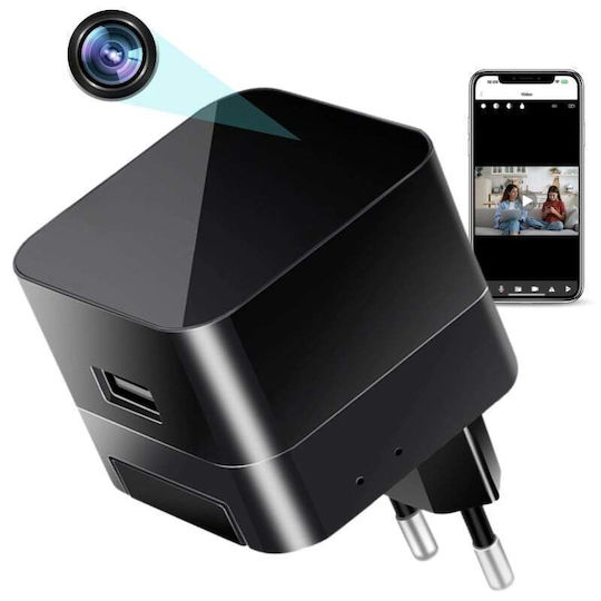 USB зарядно шпионска камера Iuni IP90 Wi-Fi Full HD нощно виждане сензор за движение