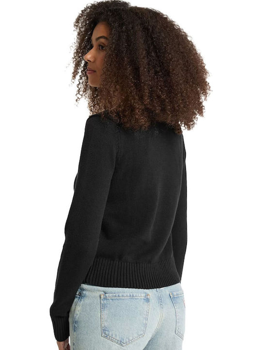 Women's Long Sleeve Cotton Sweater Jet Black