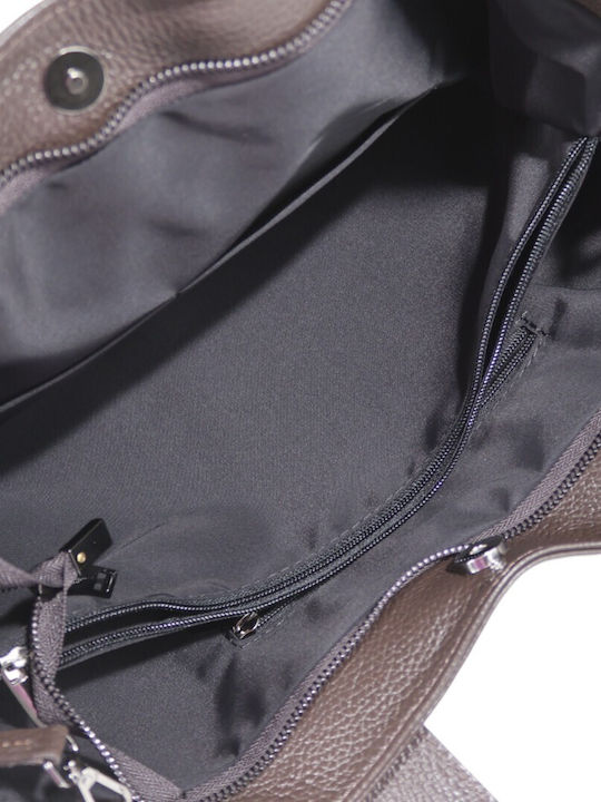 Leder Damentasche Shopper Schultertasche Braun