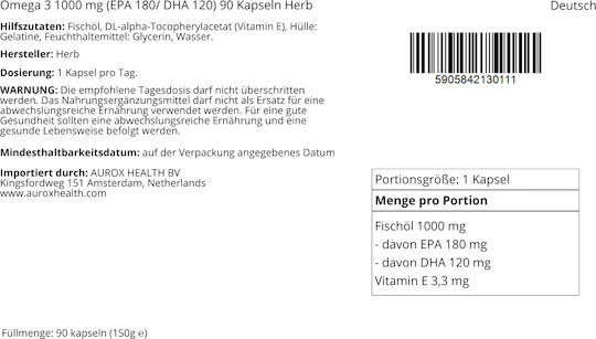 Herb Omega 3 1000mg 90 Mützen