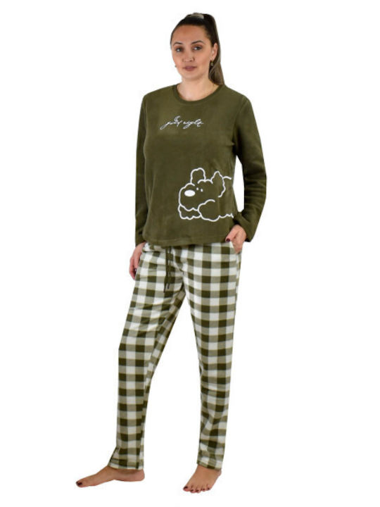 Vienetta Secret Winter Women's Pyjama Set Fleece Green