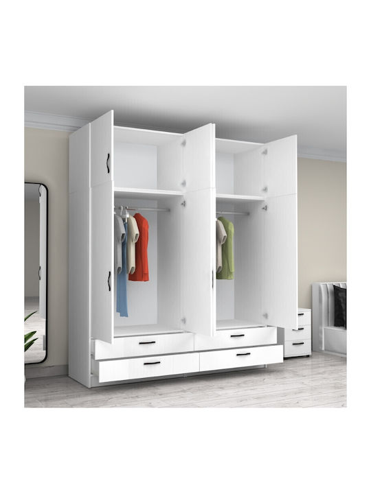 Four Door Wardrobe Victoria with Loft White 200x60x240cm