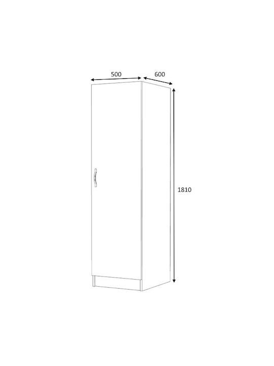 Single Door Wardrobe Victoria Natural Beech 50x60x181cm