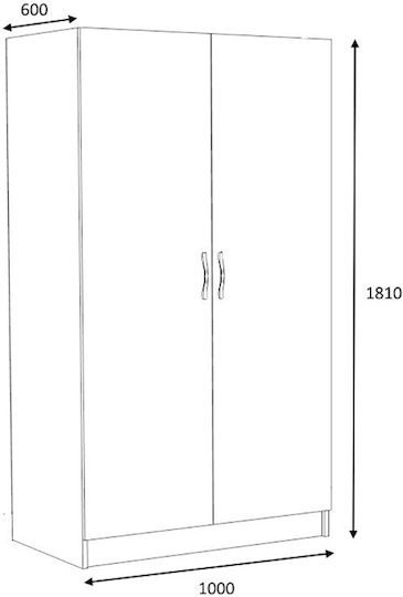 Doppeltür Kleiderschrank Victoria White 100x60x181cm