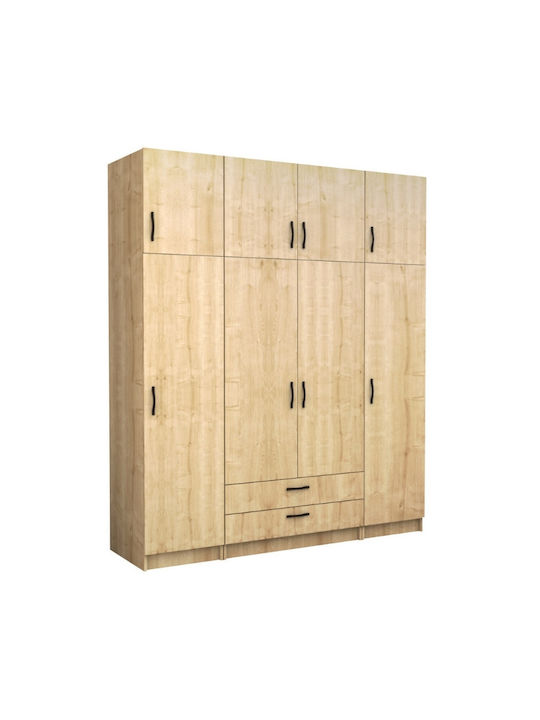 Four Door Wardrobe Victoria with Loft Natural Beech 200x60x240cm