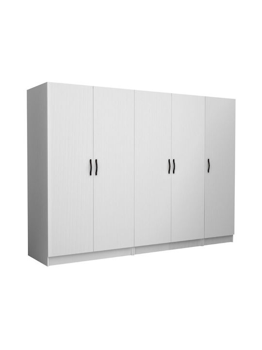 Fünf Türen Kleiderschrank Victoria White 250x60x181cm