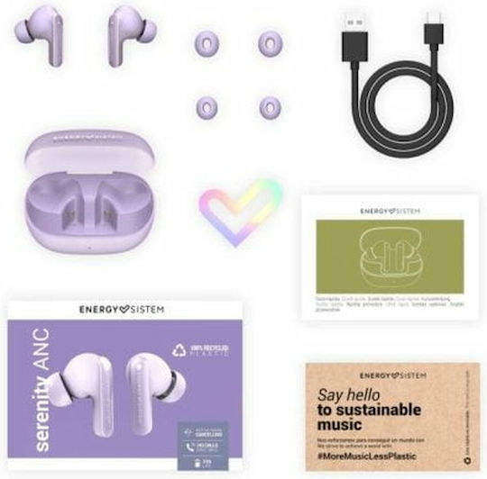 Energy Sistem Serenity ANC In-ear Bluetooth Handsfree Earphones with Sweat Resistance and Charging Case Purple