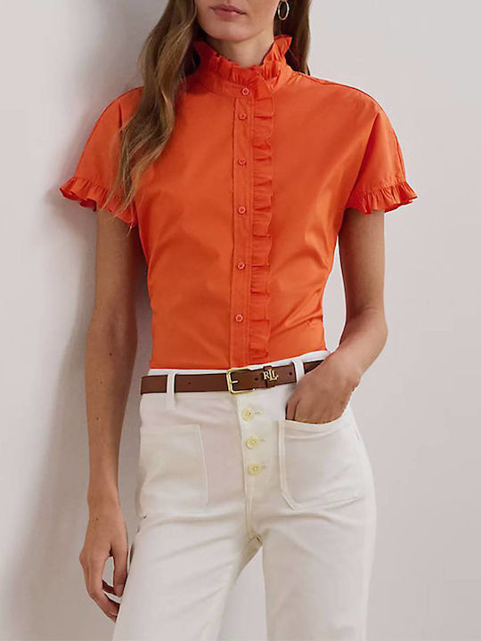 Ralph Lauren Women's Silky Short Sleeve Shirt Orange