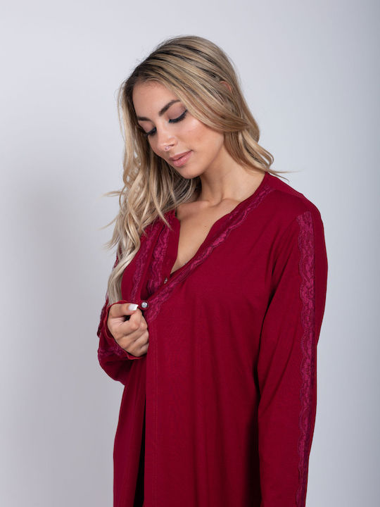 Dama Koupa Robe de maternitate și alăptare în culoarea Burgundy