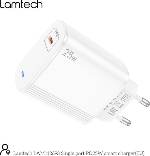 Lamtech USB-C to Lightning Cable 27W Λευκό 1m (LAM114505)