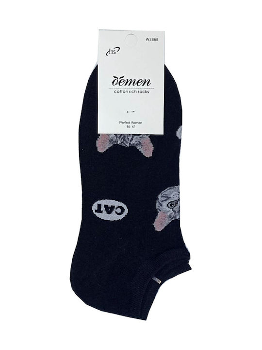 Demen Set 3 Damen Knöchelsocken Katzen Baumwolle Normale Passform Weiß Schwarz Rosa Demen Set 3 Damen Knöchelsocken Katzen Baumwolle Normale Passform Weiß Schwarz Rosa