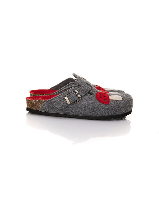 Kidom Anatomical Leather Women's Slippers in Gray color