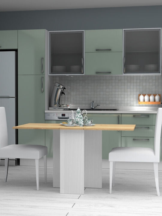 Pepe Table Kitchen Extendable Collapsible Wooden White - Natural Beech 56(+74)x77x75cm