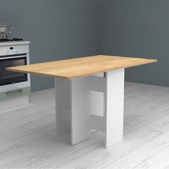 Pepe Table Kitchen Extendable Collapsible Wooden White - Natural Beech 56(+74)x77x75cm