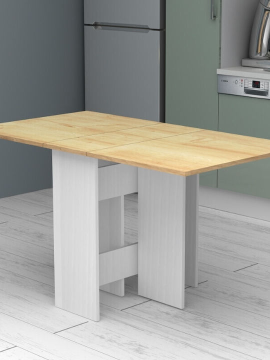 Pepe Table Kitchen Extendable Collapsible Wooden White - Natural Beech 56(+74)x77x75cm