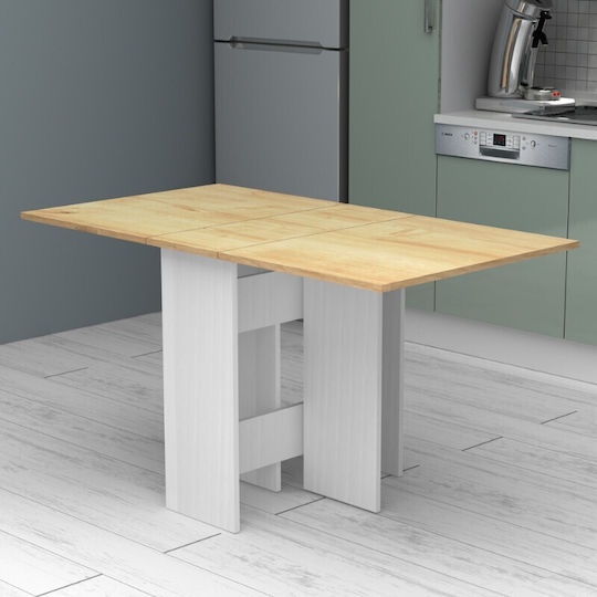 Pepe Table Kitchen Extendable Collapsible Wooden White - Natural Beech 56(+74)x77x75cm