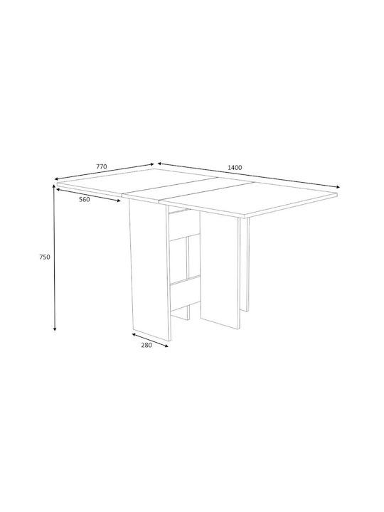 Pepe Table Kitchen Extendable Collapsible Wooden White - Natural Beech 56(+74)x77x75cm
