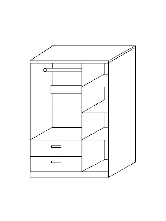 Dreifachtür Kleiderschrank Tuberosa Black Velvet-Black Metal 120x50x180cm