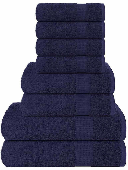 vidaXL 8pc Bath Towel Set Navy Blue