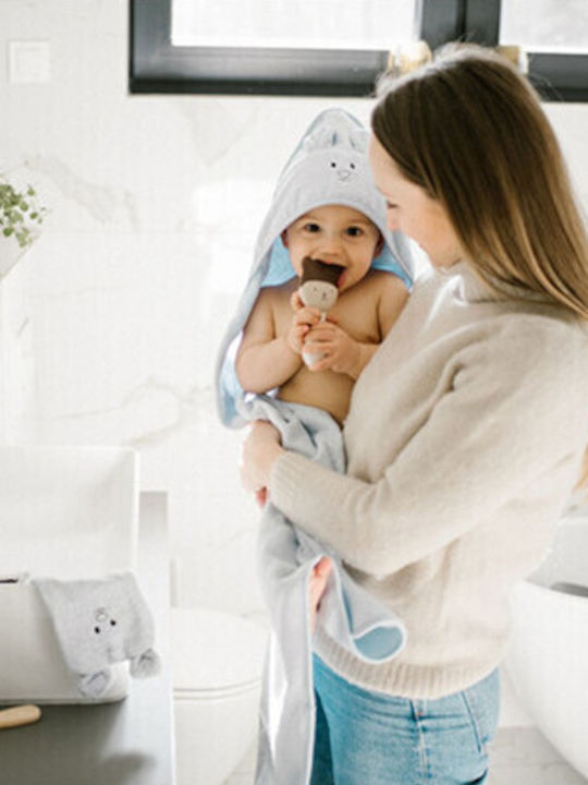 Babyono Baby Hooded Bath Towel Blue 100x100cm