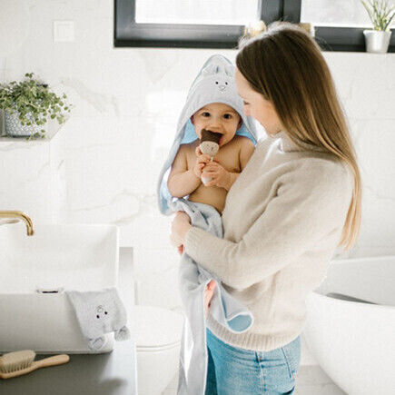 Babyono Baby Hooded Bath Towel Blue 100x100cm