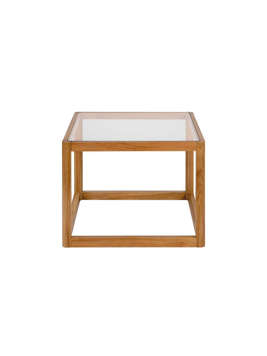 Rechteckiger Beistelltisch Aus Glas Und Eiche M60xL60xH60cm Andrea House