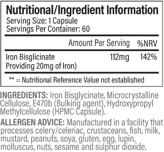 tbJp Iron Bisglycinate 60 κάψουλες