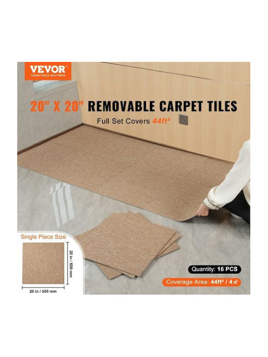Πλακάκια Χαλιού Vevor 20"x20" Ενσωματωμένη Επένδυση 16 Τεμάχια Σκούρο Καφέ Kcxfkdt2020ye3hsrv0