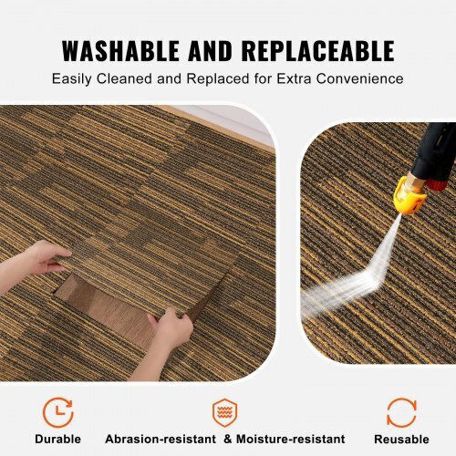 Vevor Carpet Tiles 20"x20" Built-in Padding 12 Pieces Brown Kcxfkdt2020ypi6hyv0