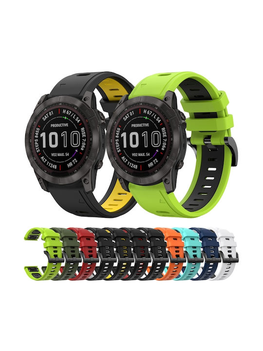 Garmin Fenix ​​7x Solar 26mm Δίχρωμη Αθλητική Ζώνη Ρολογιών Σιλικόνης Κόκκινο+μαύρο