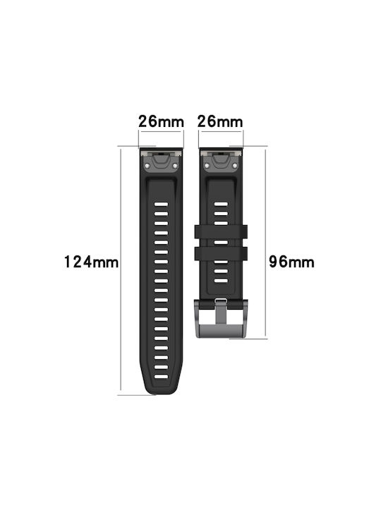 Garmin Fenix ​​7x Solar 26mm Δίχρωμη Αθλητική Ζώνη Ρολογιών Σιλικόνης Κόκκινο+μαύρο