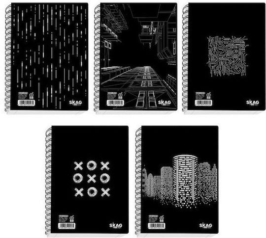 Τετράδιο Σπιράλ Α4 3θ Ν9073 Black & White Skag 5201303292511