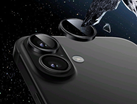 Spacecase Προστασία Κάμερας Tempered Glass Μαύρο για το iPhone 16, iPhone 16 Plus