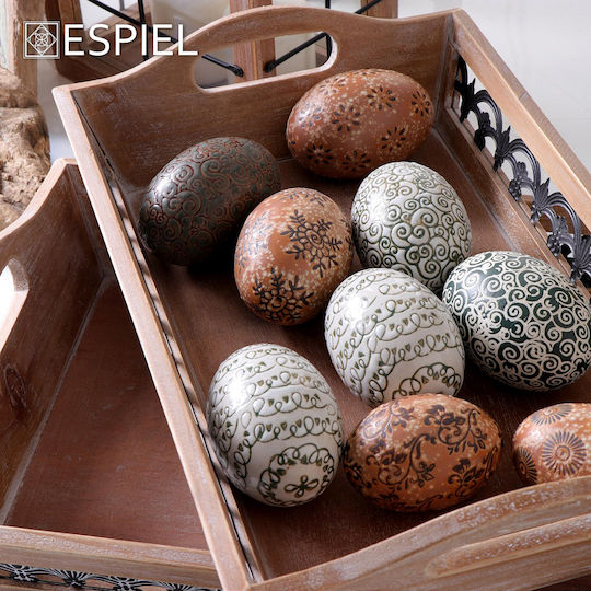 Espiel Easter Porcelain Beige Egg 8x5.3x5.3cm Set 4 Pieces