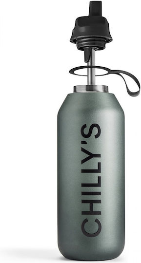 Chilly's Series 2 Flip Μπουκάλι Θερμός Ανοξείδωτο BPA Free 500ml Slate με Καλαμάκι