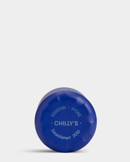 Chilly's Glass Thermos Stainless Steel BPA Free 340ml Matte Blue with Straw