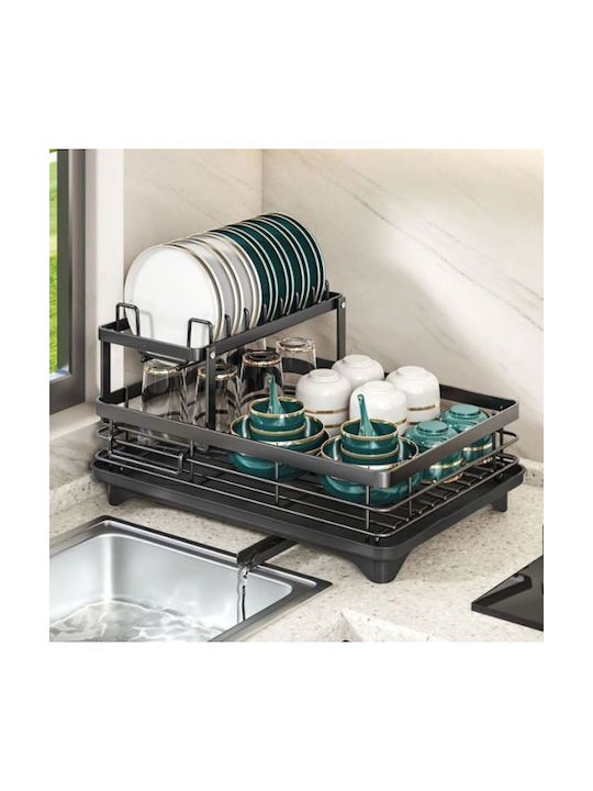 Dish Drainer Metallic in Black Color 42.5x30x23.5cm