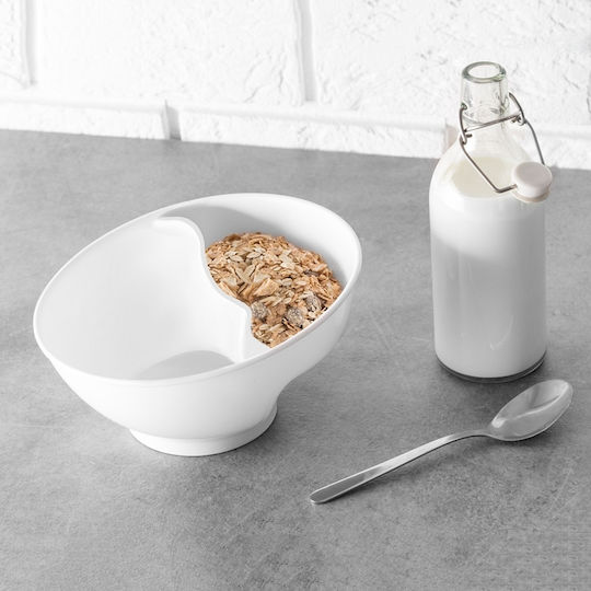 Gadget Master Plastic Platou pentru aperitive 2 sloturi Albă Ø22.5xY10.5cm L22.5xl20.5xH10.5cm 1buc